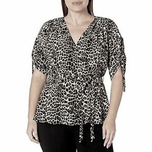 [City Chic] Classic Animal Print Tying Wrap Top